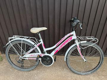 Bicicletta bambina rosa e bianca 24 pollici