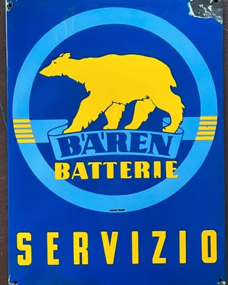 Insegna smaltata pubblicitaria "Bären Batterie"