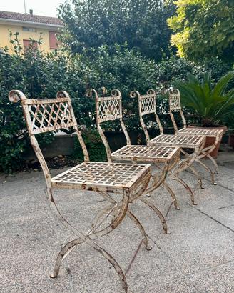sedie pieghevoli vintage da giardino ferro battuto