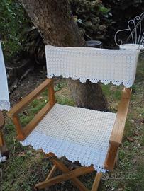 sedie da regista con rivestimento in pizzo