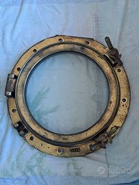 Oblò navale d'epoca, originale inglese in bronzo