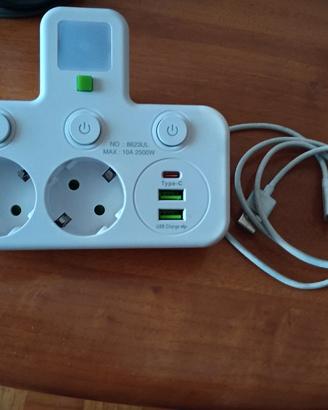 multipla schuko con usb/usbc