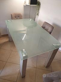 Tavolo in vetro temperato satinato 150×80