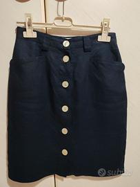 Gonna tubino blu 100% lino
