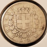 Regno D’Italia 2 lire stemma in argento 1863 T