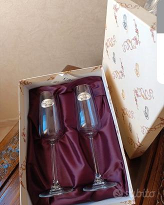 coppia calici in cristallo x nozze d'argento 