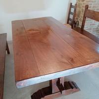 Tavolo in rovere + 2 sedie + 2 panche