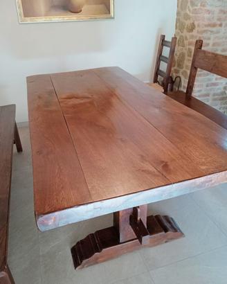 Tavolo in rovere + 2 sedie + 2 panche