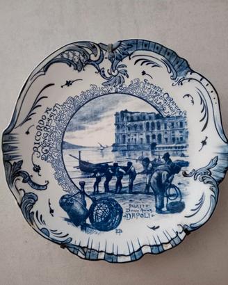piatto in ceramica R. Ginori - Veduta di Napoli