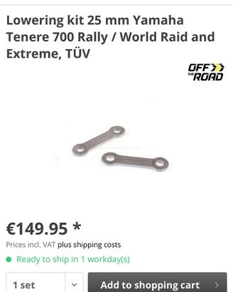 Biellette ribassate Ténéré 700 world raid/rally