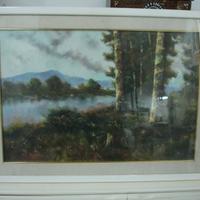 Quadro Olio su tela R.Mozzillo 50x70 Bosco e fiume