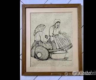 Opera arte quadro dipinto sughero contadini