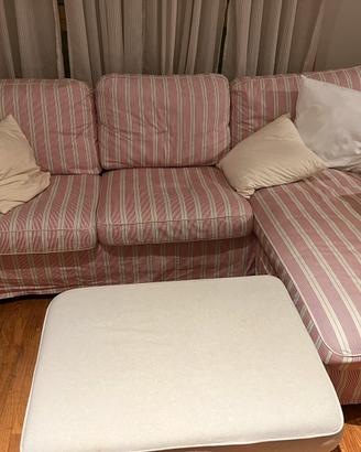 Divano chaise-longue+pouf