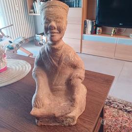 Antica Statua funeraria cinese in terracotta