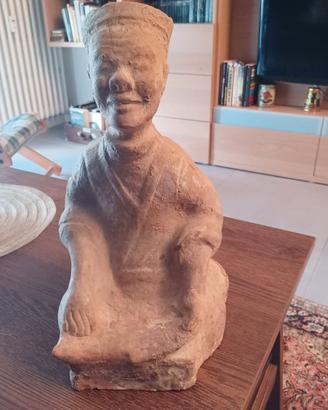 Antica Statua funeraria cinese in terracotta