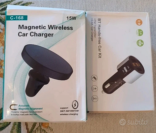 Magnetic Wireless Car Charger e BT Hands-free Car