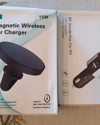 Magnetic Wireless Car Charger e BT Hands-free Car
