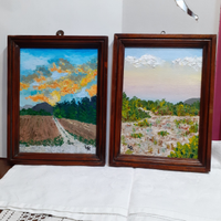 Due piccoli quadri ad olio con cornice in legno