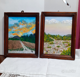 Due piccoli quadri ad olio con cornice in legno