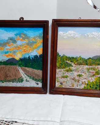 Due piccoli quadri ad olio con cornice in legno