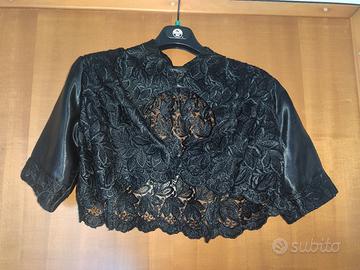 Giacchino nero pizzo e similpelle