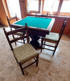 Tavolo in legno quadrato trasformabile + 4 sedie