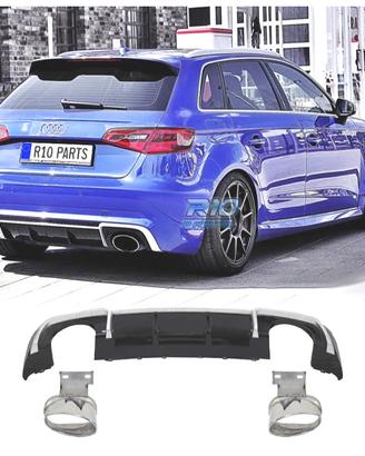 DIFFUSORE AUDI A3 8V 16-20 LOOK RS3 + TERMINALI DI