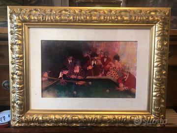 Dipinto Carlo Rosselli “ partita di biliardo “