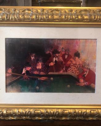 Dipinto Carlo Rosselli “ partita di biliardo “