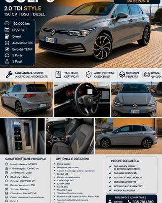 Volkswagen Golf 8 2.0 TDI Style DSG 150cv