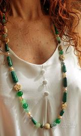 COLLANA DONNA LUNGA PIETRE  VERE VERDI
