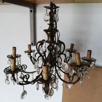 Lampadario ferro e gocce 8 luci