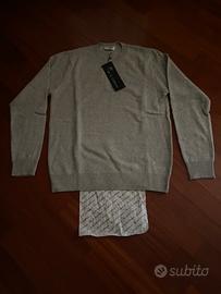 Golf grigio chiaro nuovo 100% puro cashmere tg. L