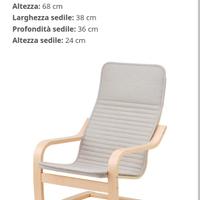 poltroncina sedia Ikea con due cuscini copriseduta