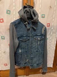Giacca jeans con cappuccio felpato