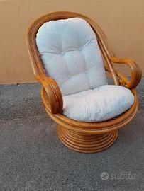Poltrona relax in bambu, girevole