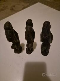 Sculture in legno Ebano 3 scimmie sagge