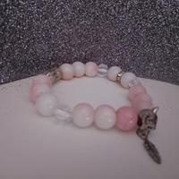 Bracciale donna perline rosa e argento
