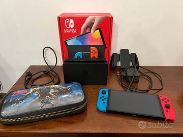 Nintendo Switch OLED Neon completa + custodia