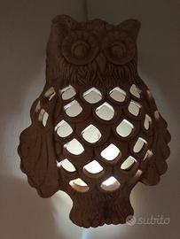 Gufo in terracotta per illuminazione