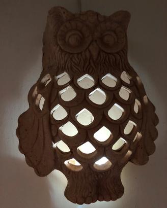 Gufo in terracotta per illuminazione