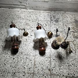 Lampadari sospesi in legno -coppia-