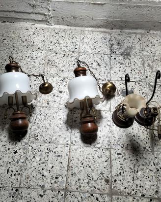 Lampadari sospesi in legno -coppia-