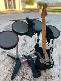 Xbox 360 con rock band e vari giochi.