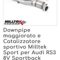 Downpipe cat milltek per Audi rs3 8v