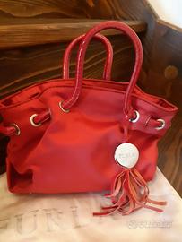 Furla borsetta a mano in raso e pelle, rosso