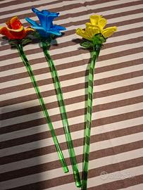 Tris di fiori in vetro stelo lungo (29 cm)