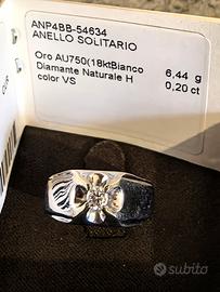 anello solitario uomo oro 18k diam. naturale 0.2