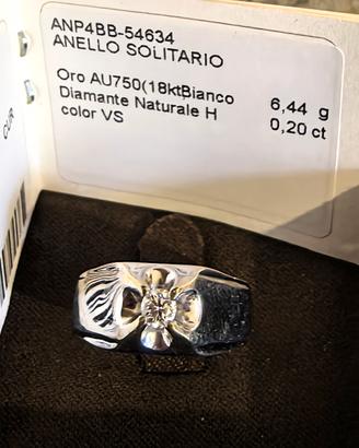 anello solitario uomo oro 18k diam. naturale 0.2
