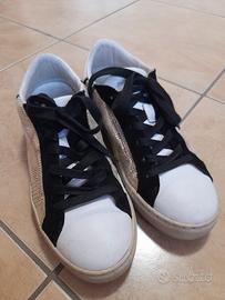 sneakers Crime London bianche e oro tg 38